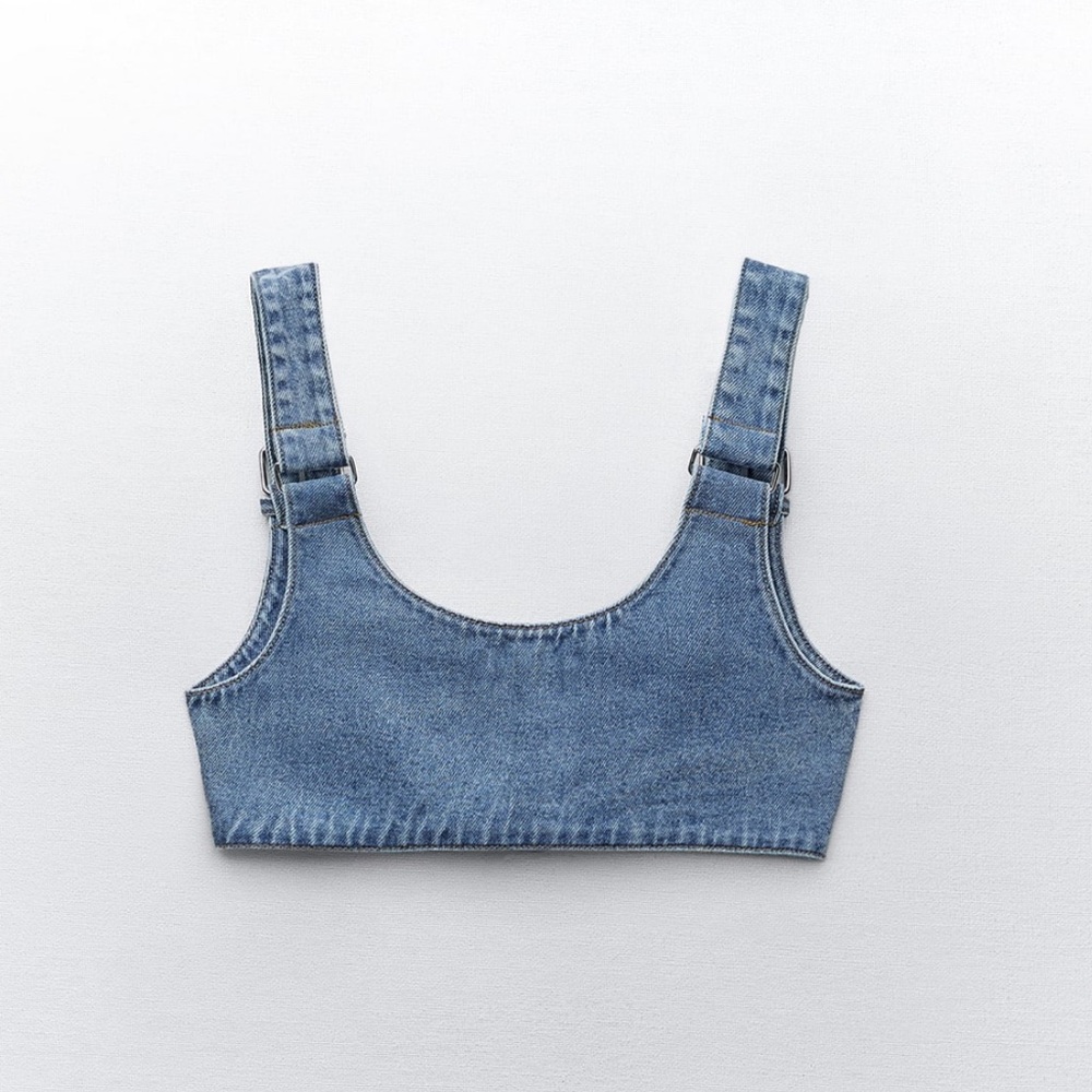 BUCKLED DENIM TOP - Picture 8 of 8